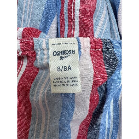 OshKosh B'gosh Girls Red White Blue Striped Sundress, Size 8 - Picture 3 of 4